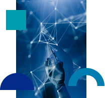 Robotic hand connecting to a digital network, representing AI-driven cybersecurity